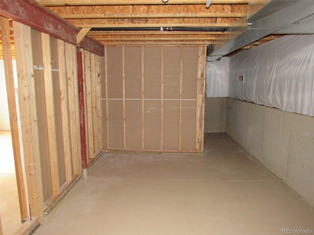 view of unfinished below grade area