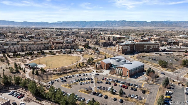 aerial view with a mountain view