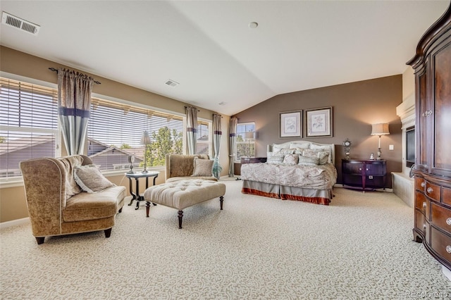 26764 E Canyon Ave, Aurora, CO 80016 - bedroom featuring light colored carpet, vaulted ceiling, and baseboards