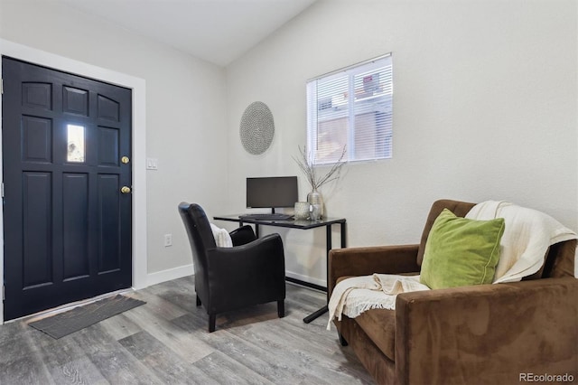 3929 Federal Blvd, Denver, CO 80211 - office area featuring wood finished floors and baseboards