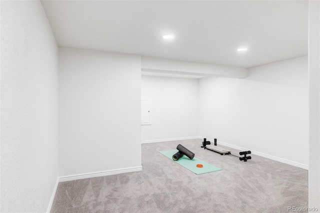 exercise room featuring carpet floors