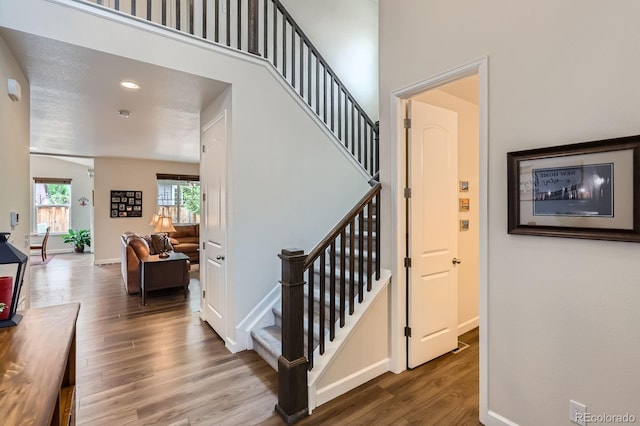 286 Western Sky Cir, Longmont, CO 80501 - stairway featuring wood finished floors and baseboards