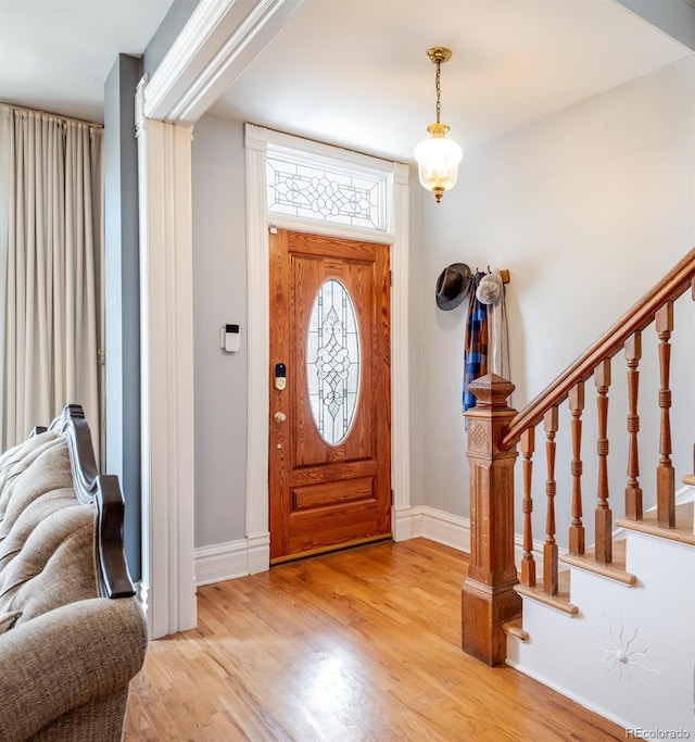 foyer featuring light wood-type flooring