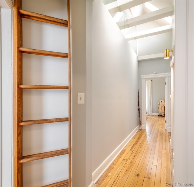 hall with light hardwood / wood-style flooring