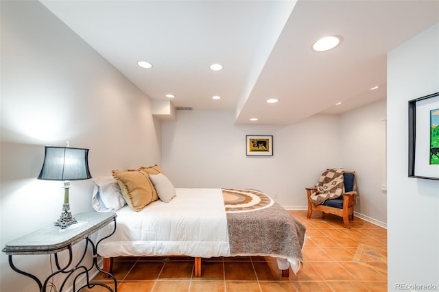 bedroom with tile patterned flooring