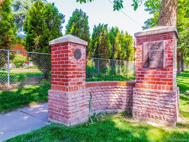 view of community sign