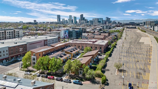 bird's eye view with a city view