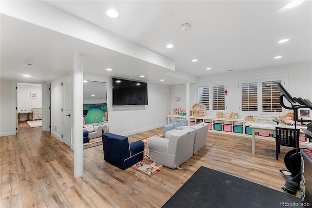 interior space with light hardwood / wood-style floors