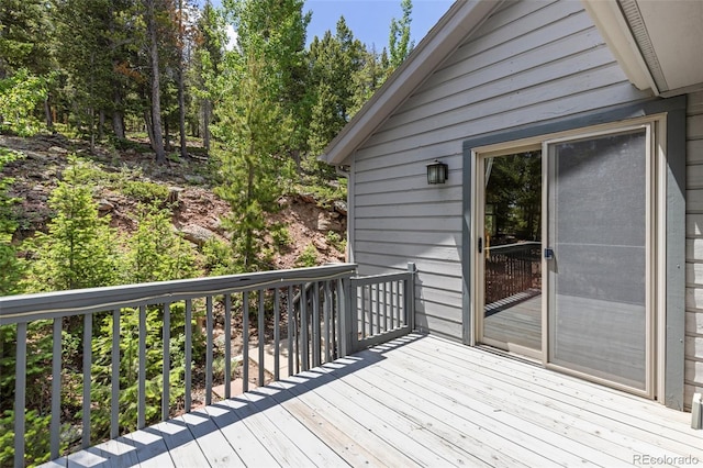 6882 Snowshoe Trl, Evergreen, CO 80439 - view of wooden terrace