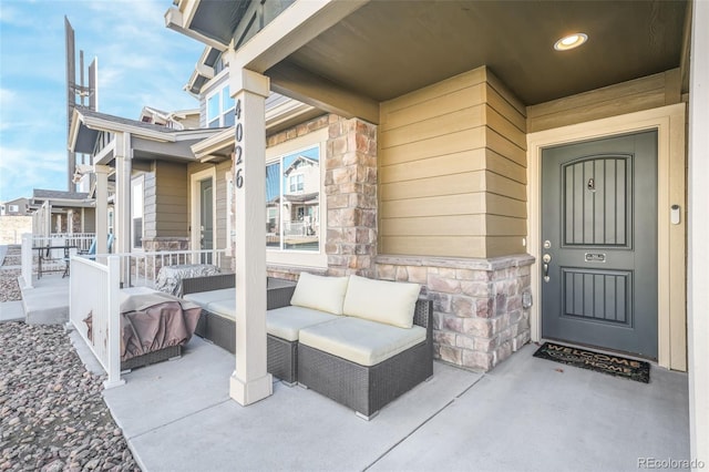 4026 Tiberias Pt, Colorado Springs, CO 80916 - doorway to property with covered porch
