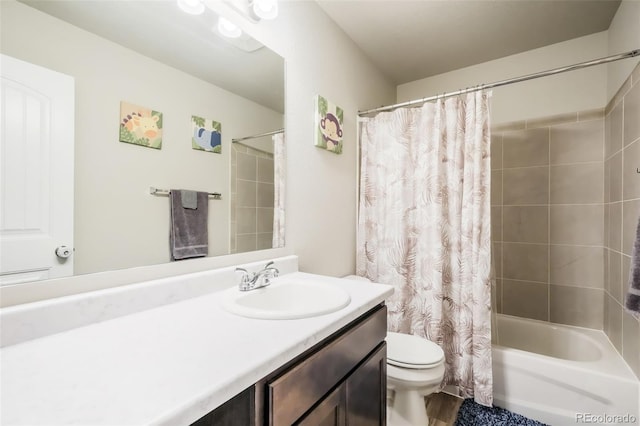 4026 Tiberias Pt, Colorado Springs, CO 80916 - full bathroom with vanity, toilet, and shower / tub combo with curtain