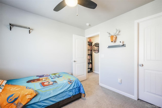 4026 Tiberias Pt, Colorado Springs, CO 80916 - bedroom with ceiling fan and light carpet