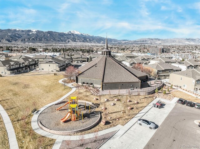 4026 Tiberias Pt, Colorado Springs, CO 80916 - drone / aerial view featuring a mountain view