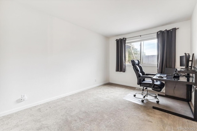 office area with light colored carpet