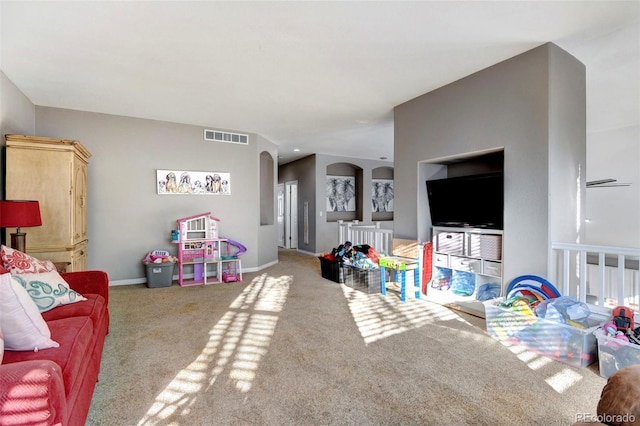 game room featuring carpet flooring