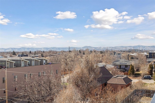 aerial view featuring a residential view and a mountain view