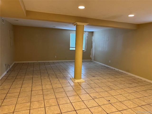 20304 E 47th Pl, Denver, CO 80249 - basement with baseboards, recessed lighting, and light tile patterned floors