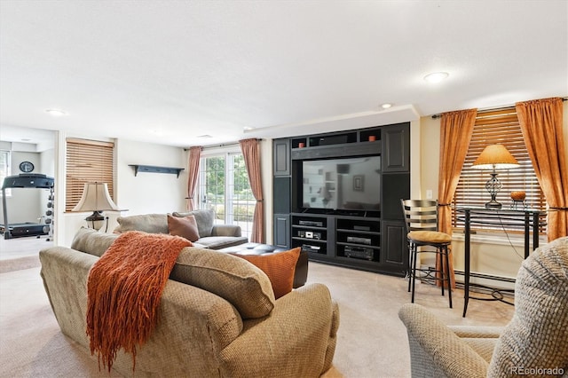 9416 Kemper Dr, Lone Tree, CO 80124 - living room with light colored carpet and recessed lighting