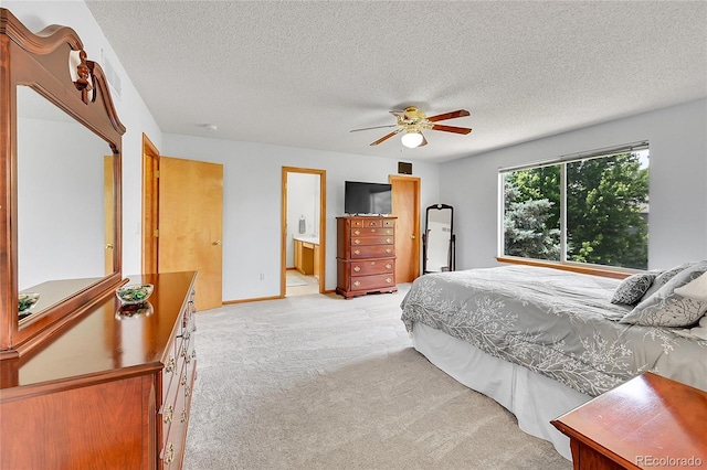 9717 Castle Ridge Cir, Highlands Ranch, CO 80129 - carpeted bedroom with a textured ceiling, a ceiling fan, and ensuite bath