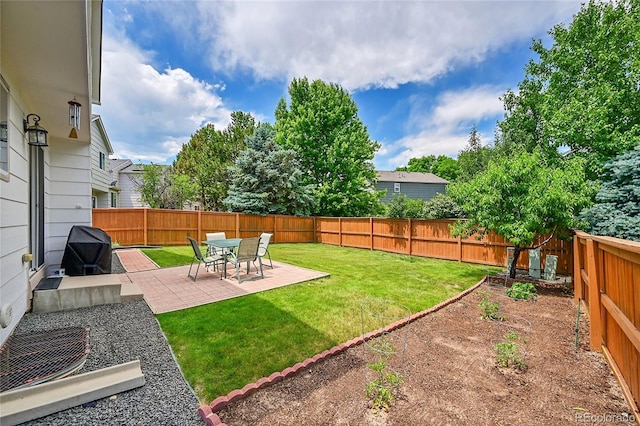 9717 Castle Ridge Cir, Highlands Ranch, CO 80129 - fenced backyard featuring a patio