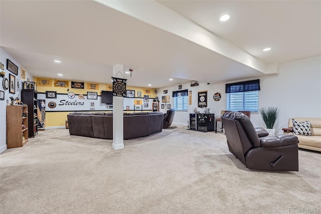 living room featuring carpet floors