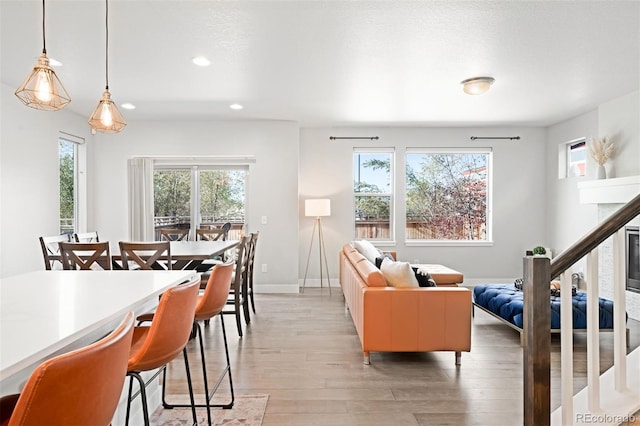 living room featuring light wood-type flooring