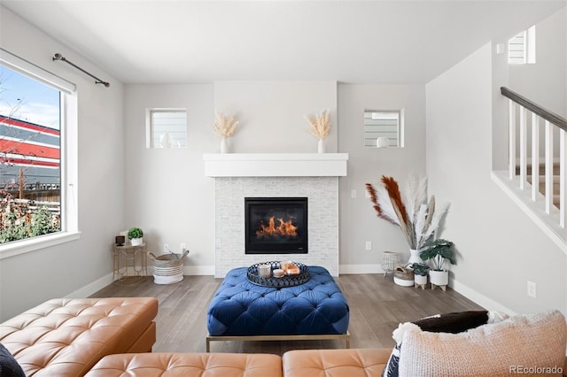 living room with wood-type flooring