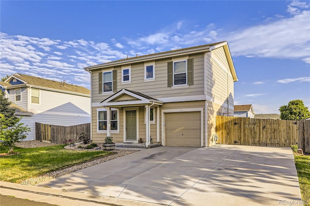 view of front property with a garage