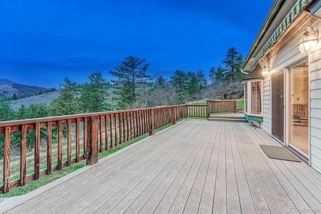 deck with a mountain view