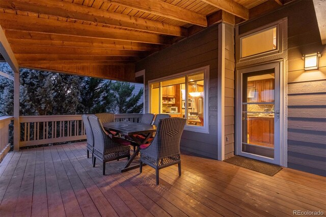 deck featuring outdoor dining space