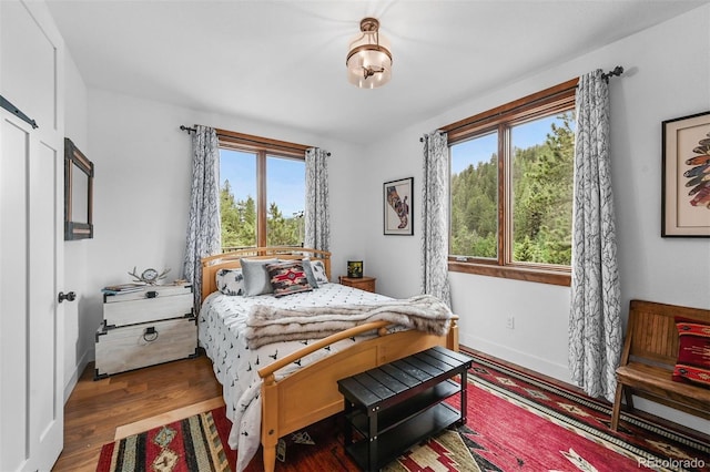 663 Brookside Dr, Bailey, CO 80421 - bedroom with multiple windows and wood finished floors