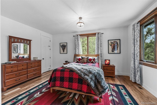 663 Brookside Dr, Bailey, CO 80421 - bedroom with wood finished floors and a chandelier