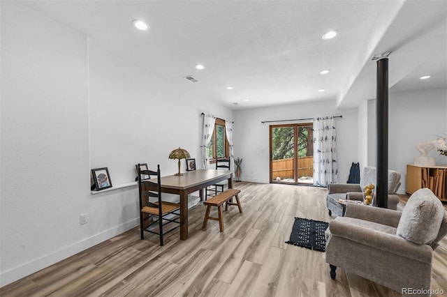 663 Brookside Dr, Bailey, CO 80421 - dining space featuring light wood finished floors and recessed lighting