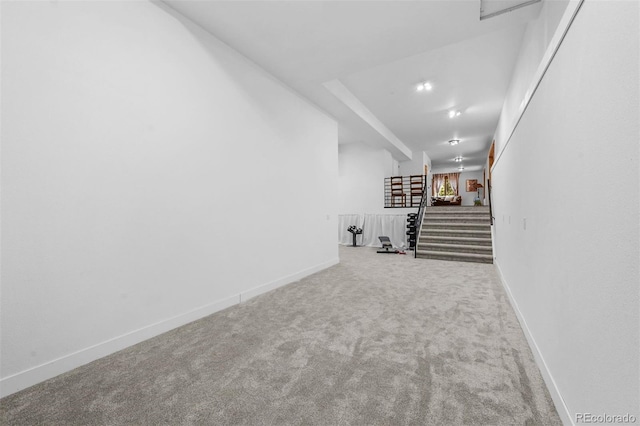 663 Brookside Dr, Bailey, CO 80421 - finished below grade area with carpet flooring and stairs