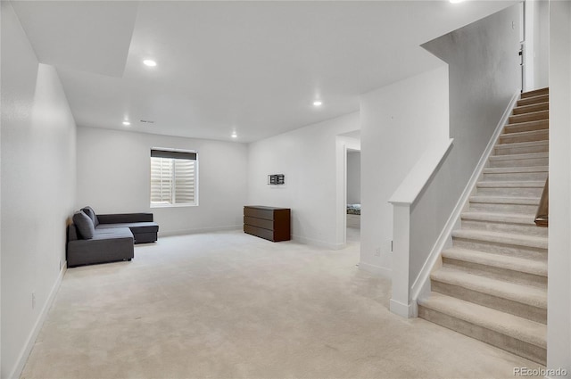 10912 Memphis Ct, Commerce City, CO 80022 - unfurnished room featuring stairs, carpet, recessed lighting, and baseboards