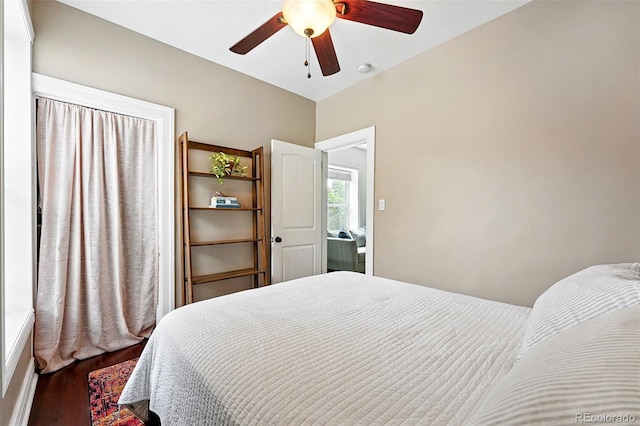 1331 Osceola St, Denver, CO 80204 - bedroom featuring wood finished floors and ceiling fan