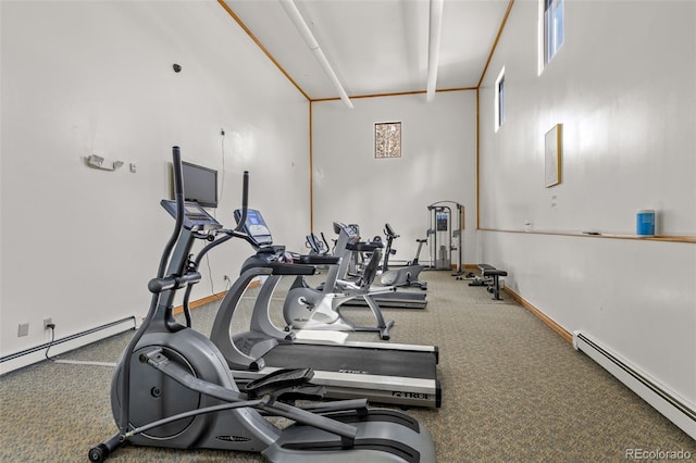 4400 Lodgepole Cir Unit 101, Silverthorne, CO 80498 - workout area with a baseboard heating unit and carpet flooring