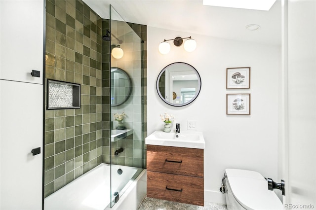 3625 W 9th Ave, Denver, CO 80204 - bathroom with toilet, vanity, and bathtub / shower combination