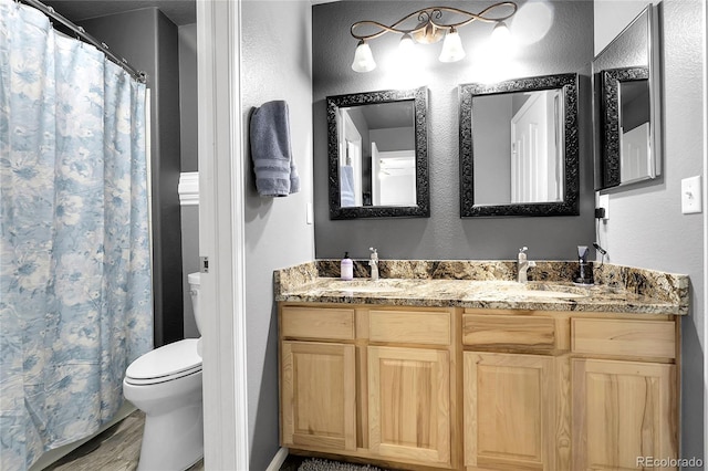 4069 Copper Ct, Castle Rock, CO 80104 - full bathroom featuring wood finished floors, double vanity, and curtained shower