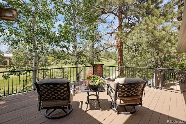 120 Silver Leaf Way, Castle Rock, CO 80108 - wooden terrace featuring view of golf course