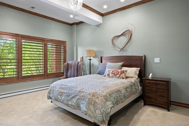120 Silver Leaf Way, Castle Rock, CO 80108 - bedroom with carpet, ornamental molding, baseboards, and a baseboard heating unit