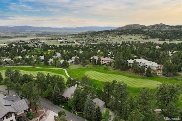 120 Silver Leaf Way, Castle Rock, CO 80108 - aerial perspective of suburban area with a mountainous background and a golf course