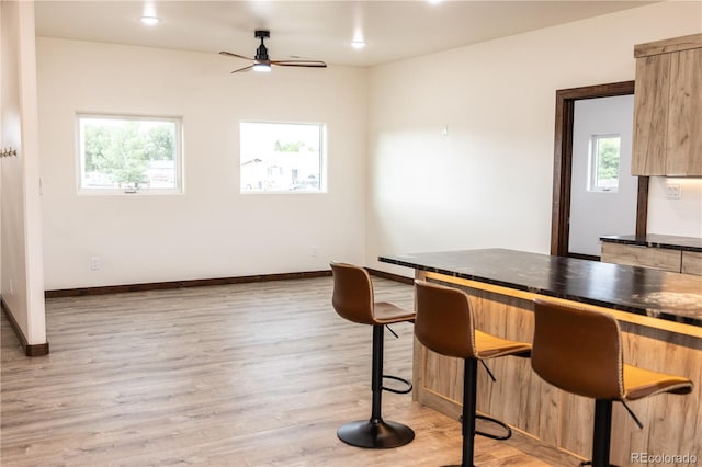 104 Dotson St, Manassa, CO 81141 - dining space featuring a ceiling fan and light wood-type flooring