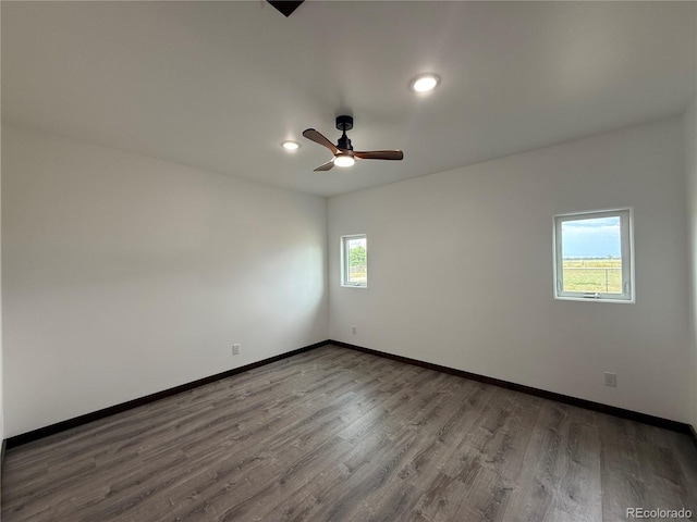 104 Dotson St, Manassa, CO 81141 - unfurnished room with wood finished floors, a ceiling fan, and recessed lighting