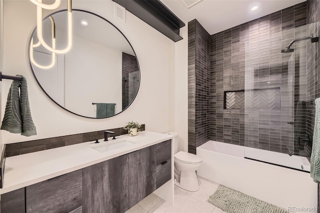bathroom with toilet, recessed lighting, tile patterned flooring, and visible vents