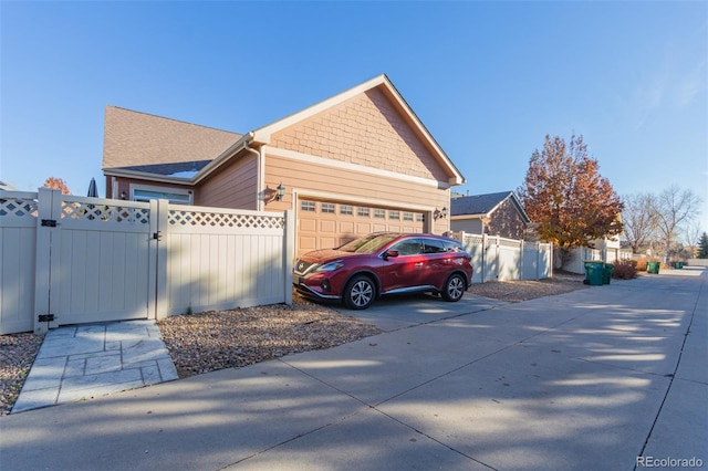 view of property exterior featuring a garage