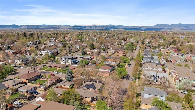 birds eye view of property featuring a residential view and a mountain view