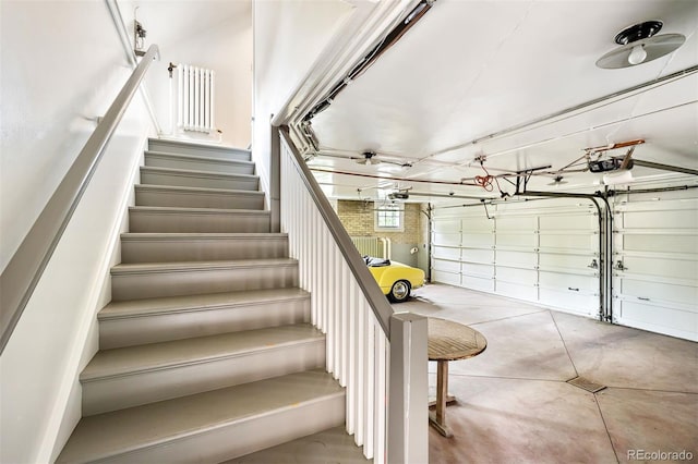 stairway with concrete floors