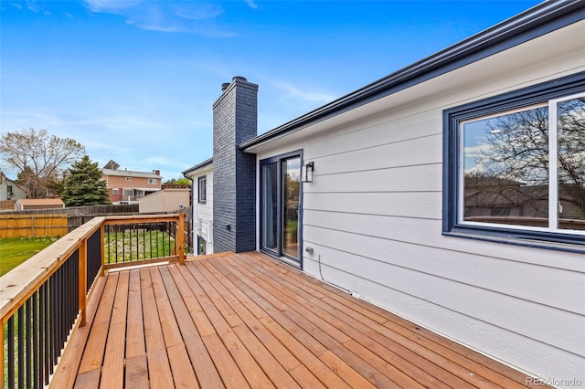 wooden deck featuring fence