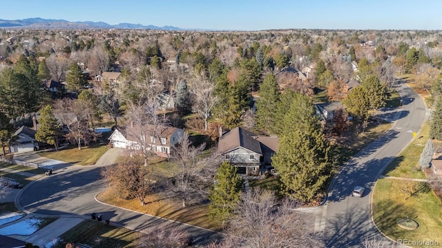 drone / aerial view featuring a mountain view